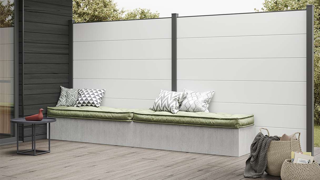 planeo Gardence Simply - Recinzione in PVC ad innesto Quadrata Bianco 180 x 180cm