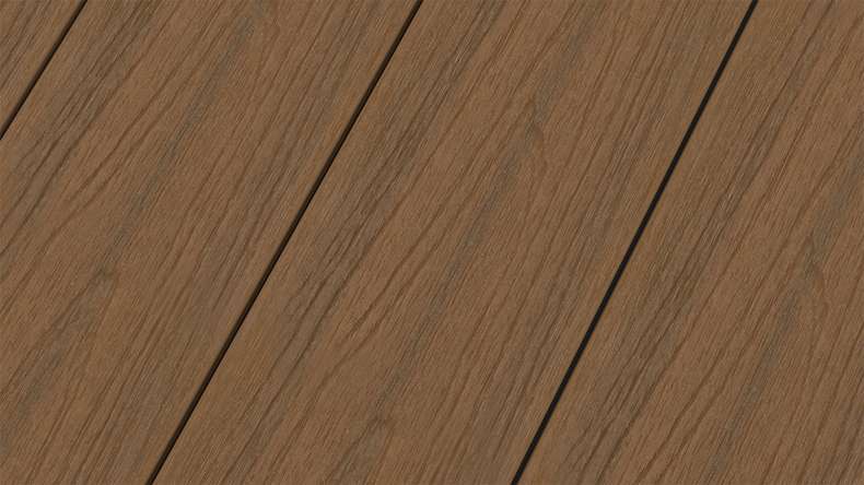 planeo MAXLine Nature - pannello per decking WPC CoEx avvolto XL camera cava - teak Burma 3m strutturato/liscio spazzolato