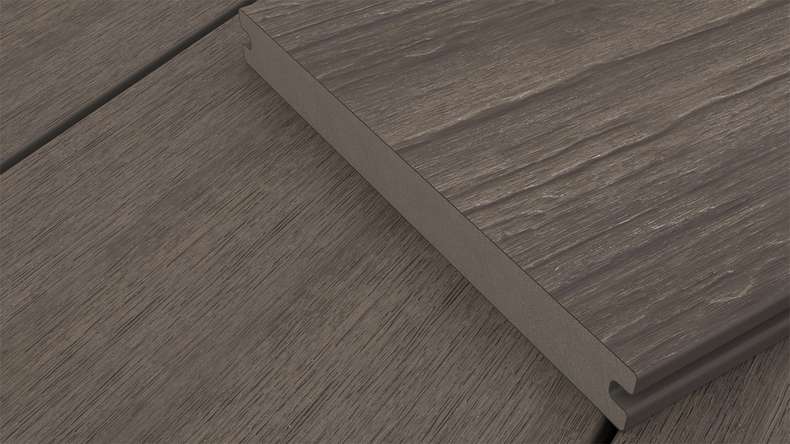 planeo MAXLine Antique - Decking XL rivestito in WPC CoEx massiccio - marrone scuro 3m rustico testurizzato/liscio spazzolato