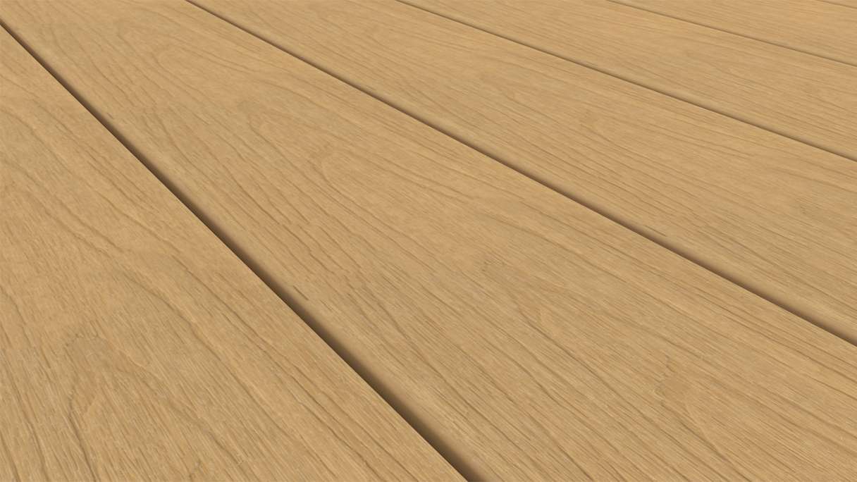 planeo WOODLine Nature - Pannello per decking rivestito in WPC CoEx camera cava - sabbia 3m strutturato/liscio spazzolato