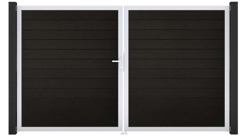 planeo Gardence Strong - Porta BPC - DIN Sinistro a 2 ante Nero co-ex con telaio in alluminio argento