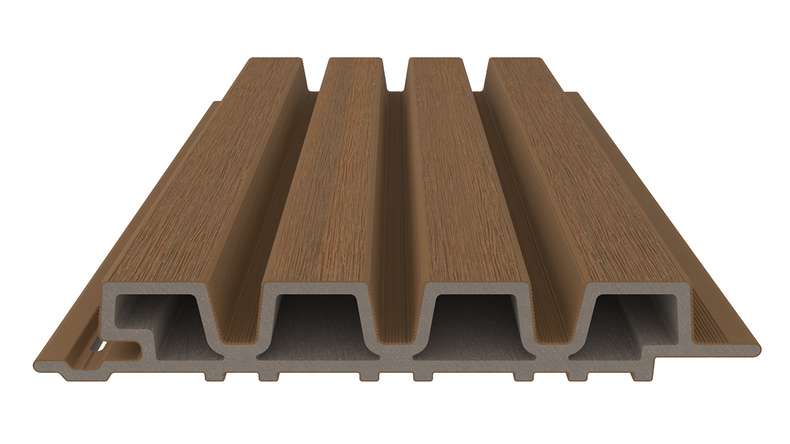 planeo LINEA Slim - Rivestimento per facciate in WPC CoEx, finitura Teak della Birmania, 2900 x 215 mm
