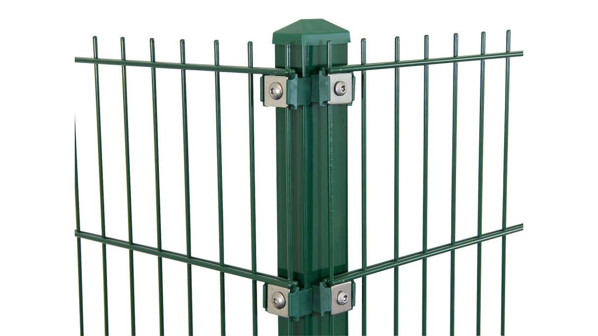 pali d'angolo tipo P verde muschio per recinzioni a doppia maglia