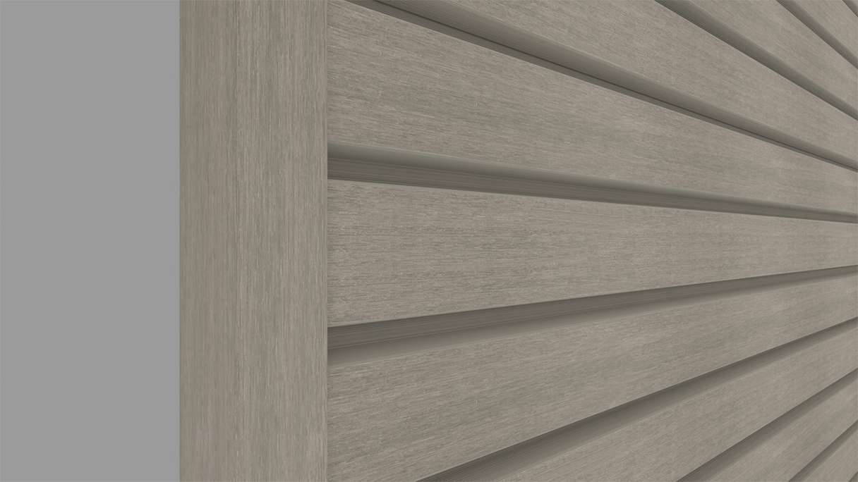 planeo LINEA Wide - Rivestimento per facciate in WPC CoEx, grigio chiaro, 2900 x 181 mm