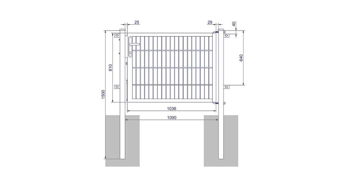 Porta universale media a 1 pannello zincata a caldo inclusi i pali della porta