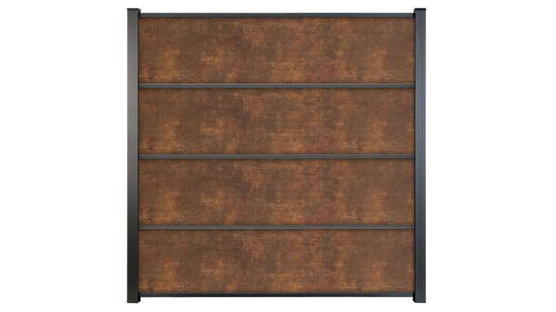 planeo Gardence Resistant - recinzione a innesto in HPL effetto ruggine 180 x 183 cm