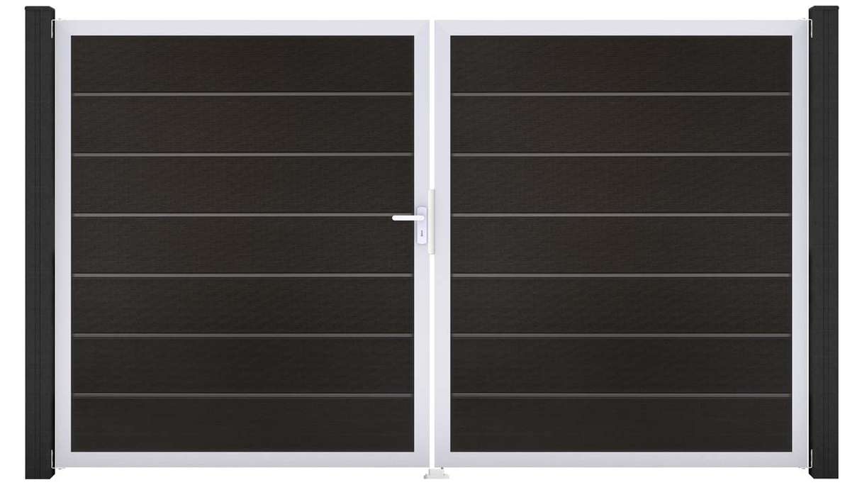 planeo Gardence Deluxe - Cancello BPC - a due ante, nero co-ex con telaio in alluminio