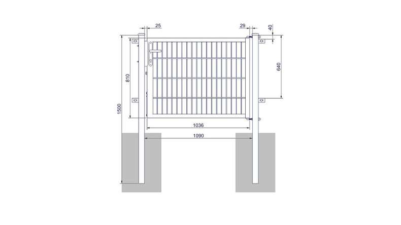 Porta universale media a 1 pannello zincata a caldo A 800 x L 1090 mm inclusi i pali della porta