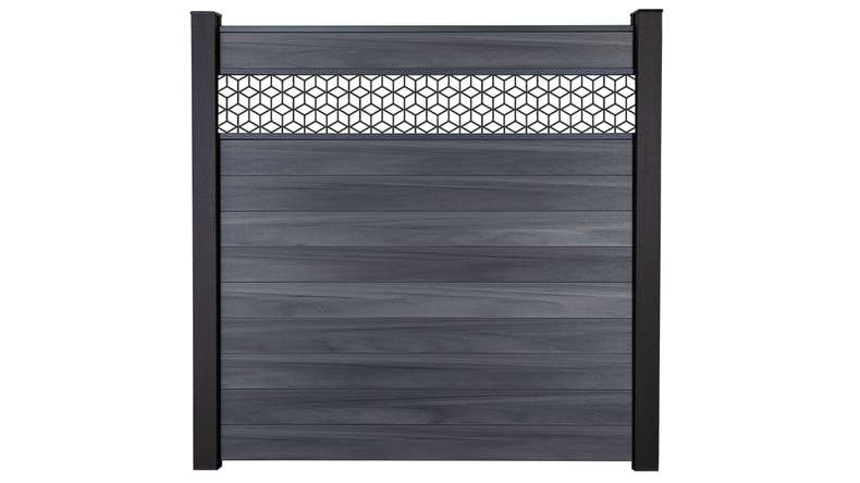planeo Gardence Strong - recinzione a innesto BPC Cube stone grey co-ex 180 x 180 cm