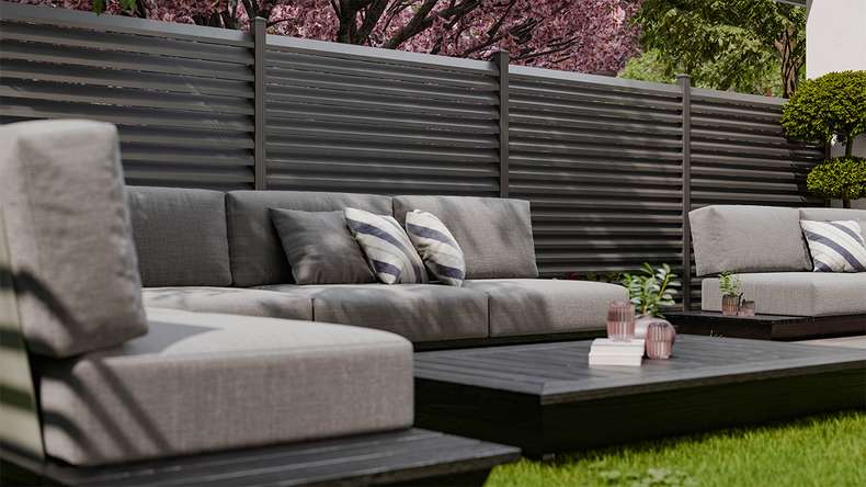 planeo Gardence Metallic Rhombus - Recinzione da giardino in alluminio quadrata antracite | DB703