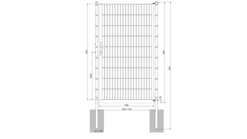 Luce universale per porte a 1 pannello zincata a caldo A 1800 x L 1090 mm inclusi i pali della porta