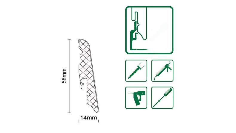 battiscopa planeo SolutionX 2in1 - 2400 x 14 x 58 mm Classic Oak (SL0072)
