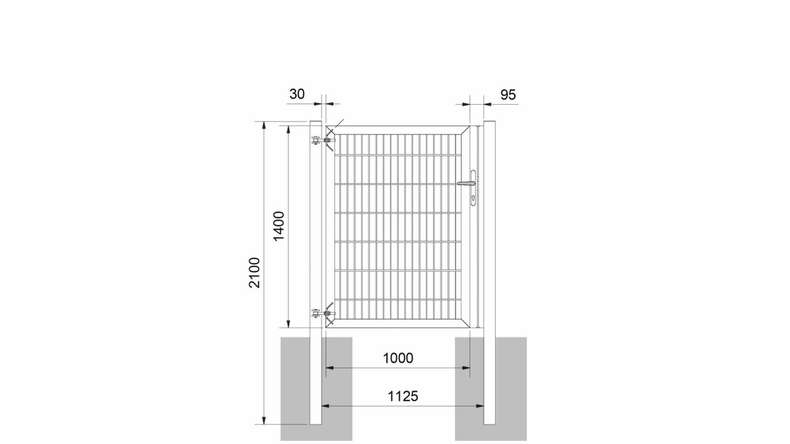 Porta universale pesante a 1 pannello antracite A 1400 x L 1125 mm inclusi i pali della porta