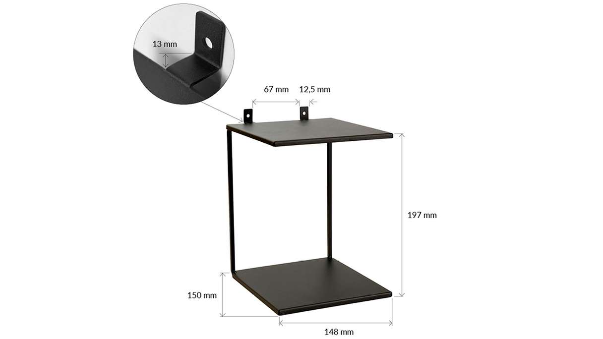 scaffale doppio planeo - nero incl. viti