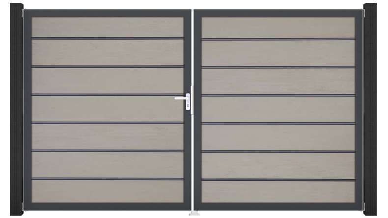 planeo Gardence Deluxe - Porta BPC - DIN Sinistro 2 ante Bicolore Sabbia con telaio in alluminio antracite