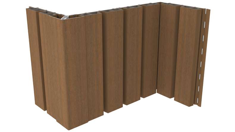 planeo LINEA Wide - Rivestimento per facciate in WPC CoEx, finitura Teak della Birmania, 2900 x 181 mm