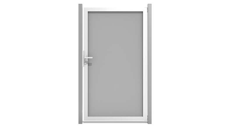 planeo Gardence Resistant - Cancello frangivista in HPL, colore grigio uniforme, con telaio in alluminio