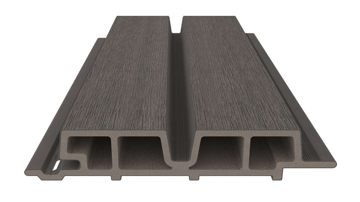 planeo LINEA Wide - Rivestimento per facciate in WPC CoEx, grigio scuro, 2900 x 181 mm