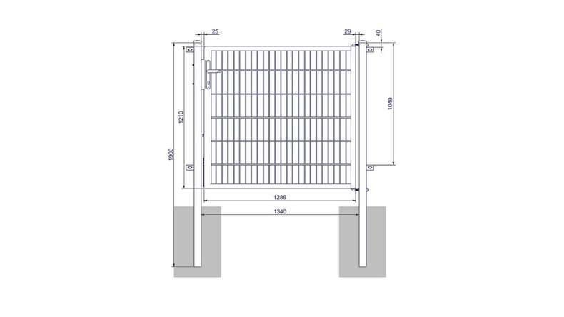 Porta universale media a 1 pannello zincata a caldo A 1200 x L 1340 mm inclusi i pali della porta