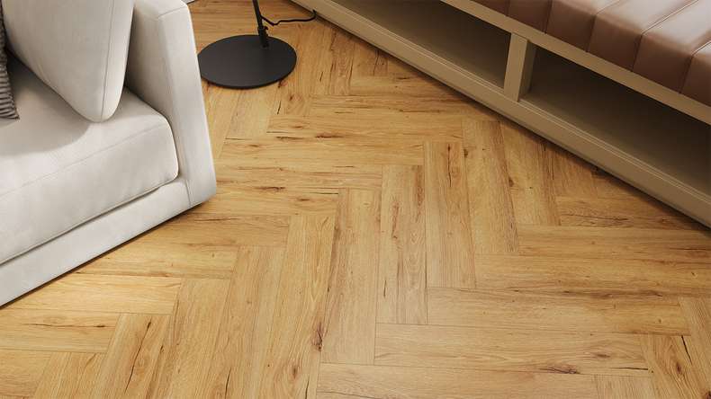planeo Vinile rigido a incastro - Rovere naturale a spina di pesce | isolamento acustico integrato (DF-KH-151-055)