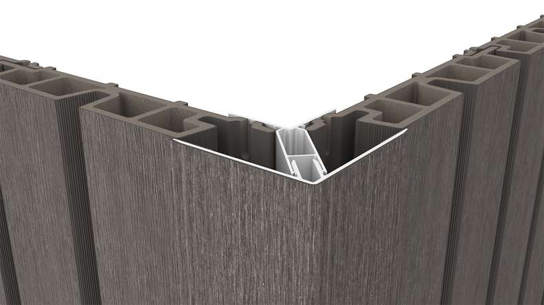 planeo LINEA - Profilo angolare esterno in alluminio CoEx, grigio scuro, 3000 x 66 x 66 mm