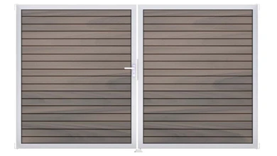 planeo Gardence Trendy - Cancello BPC a rombi - a 2 ante, bicolore co-ex con telaio in alluminio