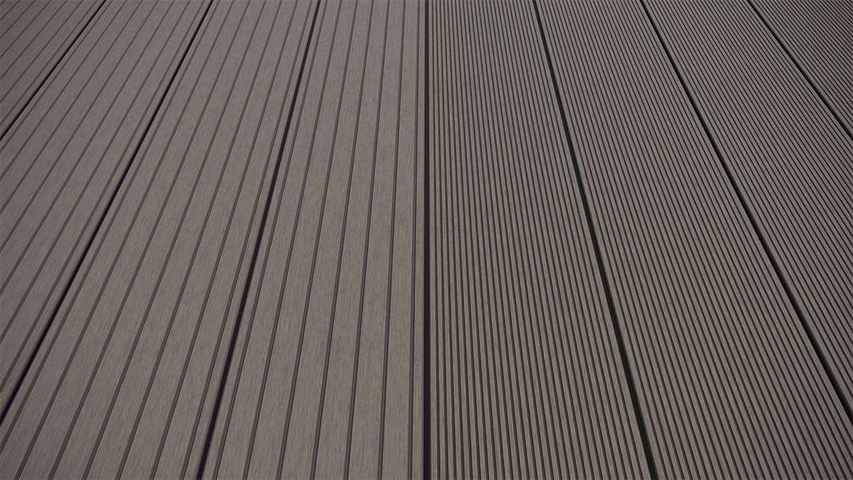 planeo LineWood WPC Pannello per decking solido - Grigio chiaro 3m scanalato/scanalato