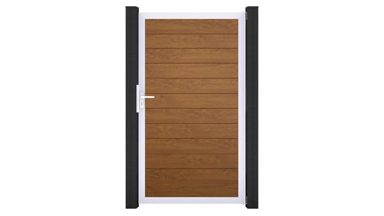 planeo Gardence Simply Small - Porta universale in PVC Rovere dorato con telaio in alluminio argento | EV1 100 x 180 cm