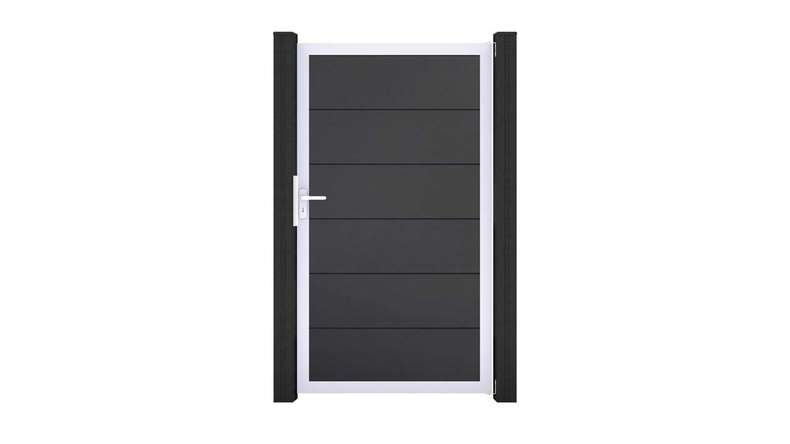planeo Gardence Simply - Cancello universale in PVC grigio antracite con telaio in alluminio 100 x 180 cm