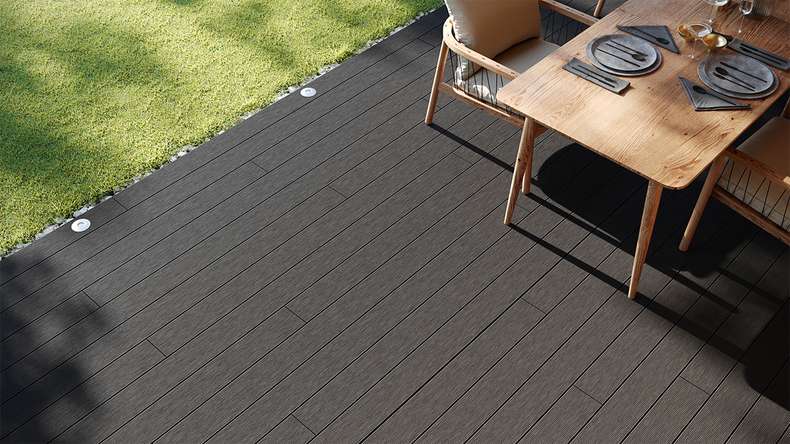 planeo LightWood WPC tavola cava - Grigio scuro 4.2m scanalato/scanalato