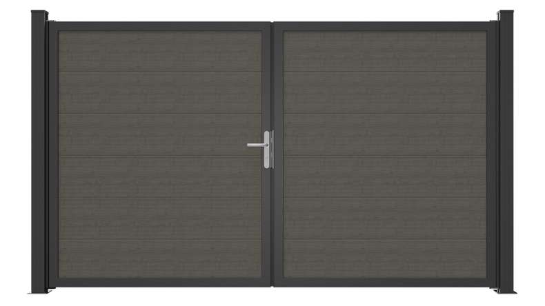 planeo Gardence Simply Guard - Porta in PVC - DIN sinistra a 2 ante Grigio Cenere con telaio in alluminio antracite | DB703 300 x 180 cm