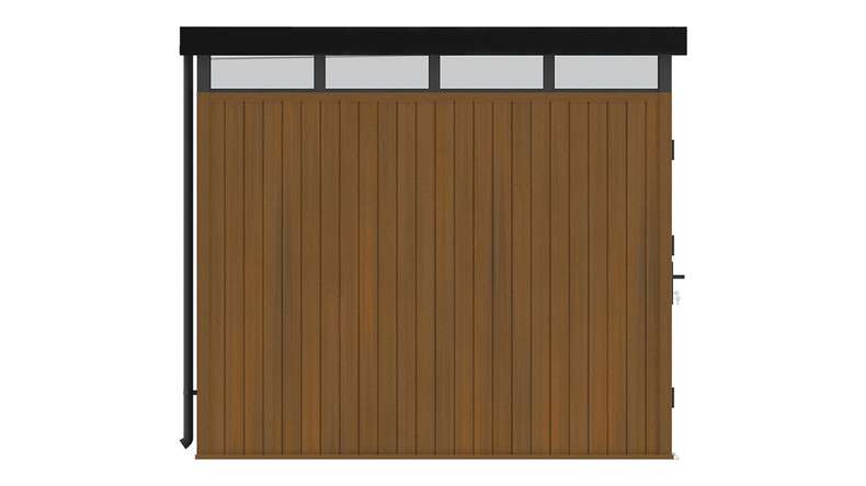 planeo WPC CoEx Casetta da giardino con tetto piano M - Teak birmano 250 x 250 x 226,5 cm