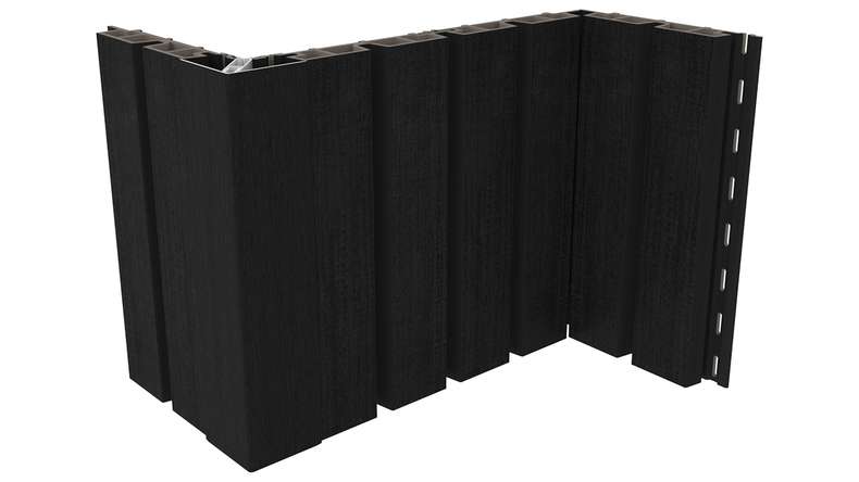planeo LINEA Wide - Rivestimento per facciate in WPC CoEx, nero, 2900 x 181 mm