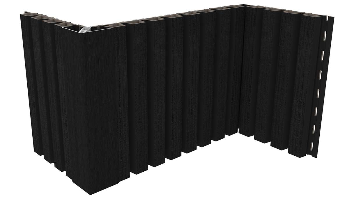 planeo LINEA Slim - Rivestimento per facciate in WPC CoEx, nero, 2900 x 215 mm