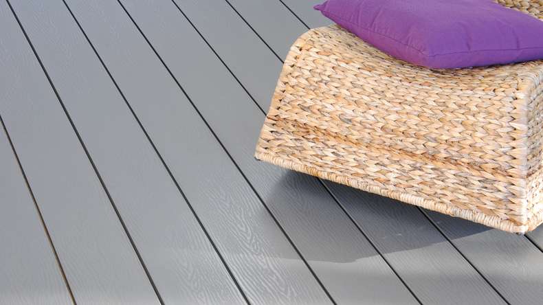 planeo pavimenti WPC - tavola per decking solido grigio - scanalato/goffrato