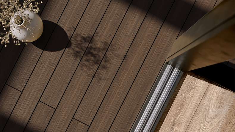 planeo AntikWood WPC tavola solido - Marrone 4.2m invecchiato
