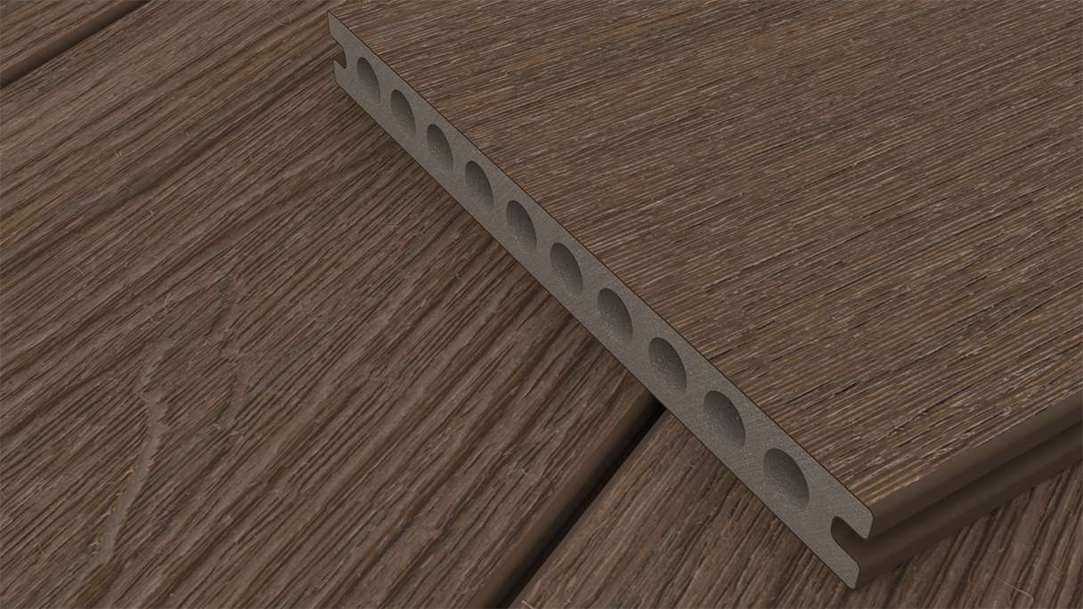 planeo MAXLine Nature - Pannello per decking XL rivestito in WPC CoEx a camera cava - Ipe Brown 3m strutturato/liscio spazzolato