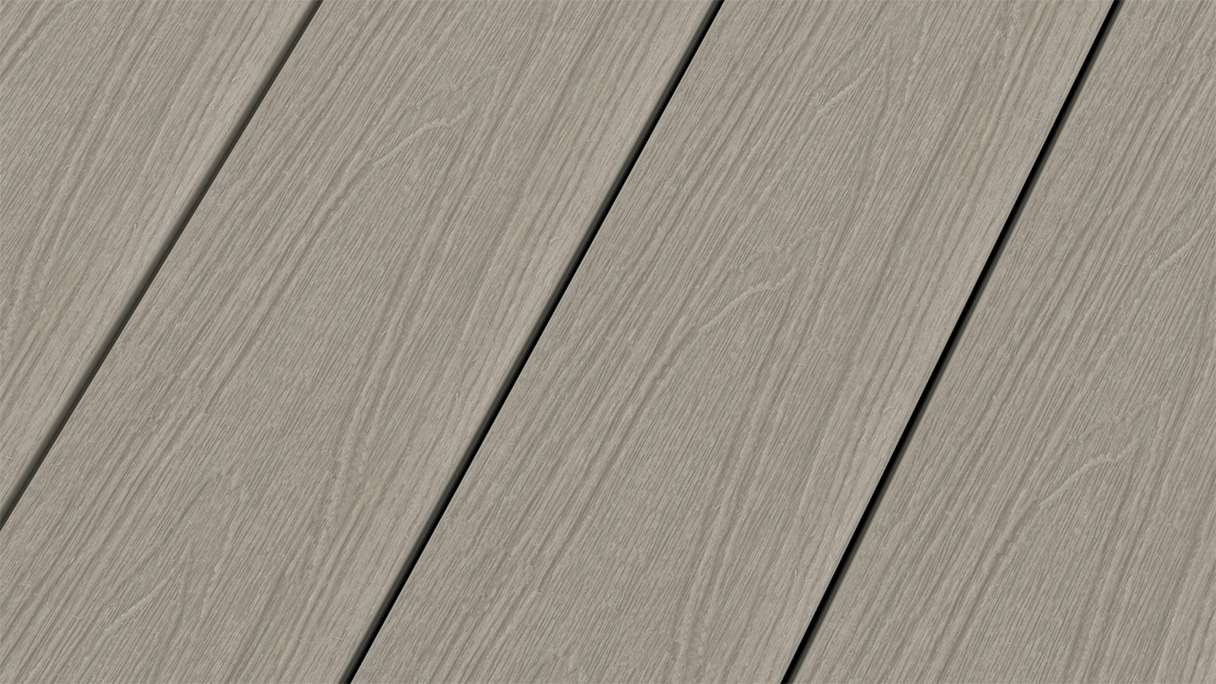 planeo WOODLine Nature - Pannello per decking rivestito in WPC CoEx a camera cava - grigio chiaro 3m strutturato/liscio spazzolato