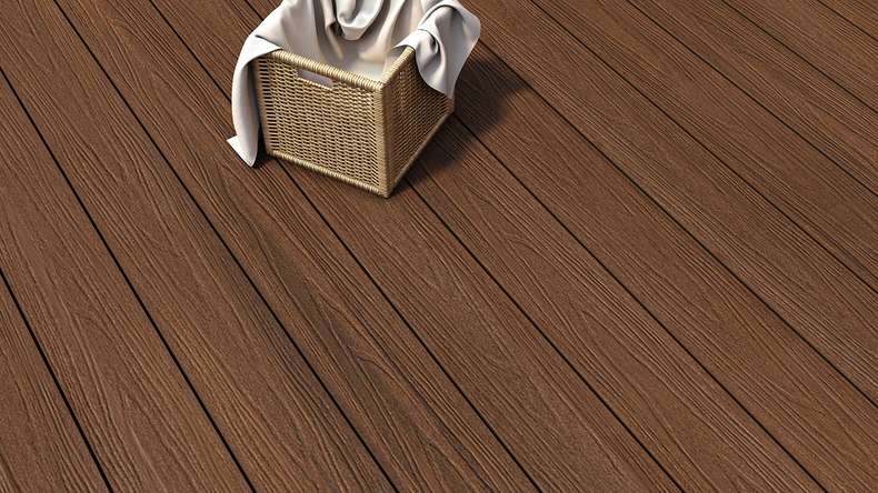 planeo MAXLine Nature - Pannello per decking XL rivestito in WPC CoEx a camera cava - Ipe Brown 3m strutturato/liscio spazzolato