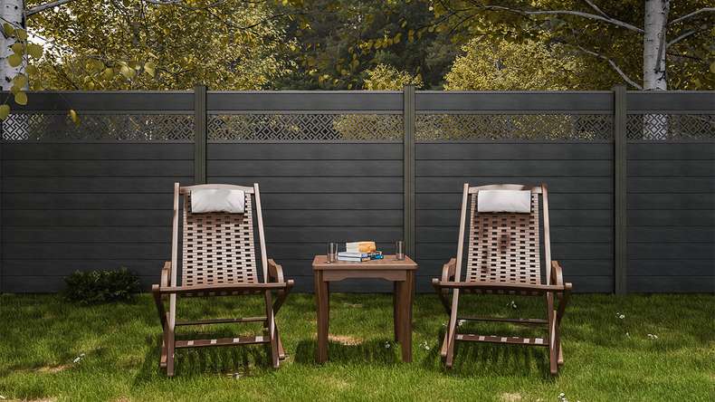 planeo Gardence Strong - recinzione a innesto BPC Abstract stone grey co-ex 180 x 180 cm