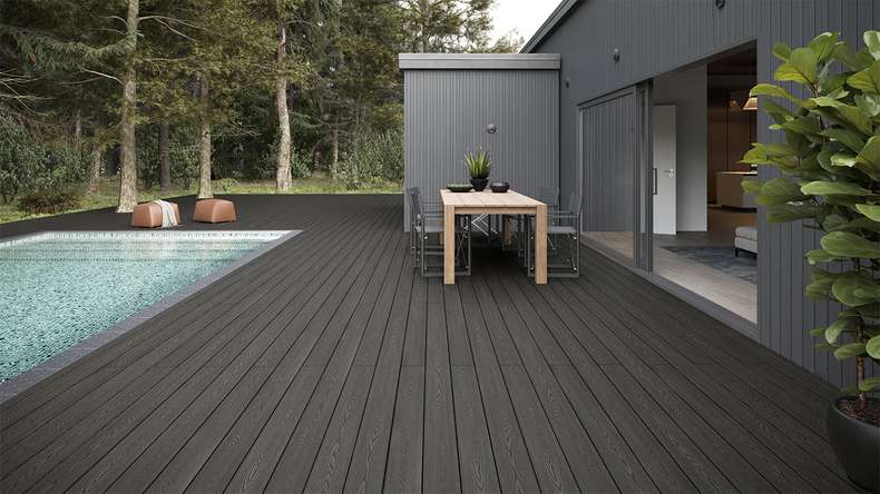 planeo SolidWood WPC tavola solido - Grigio scuro 3m francese/strutturato