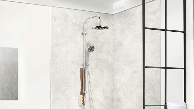 planeo StrongWall - Rivestimento murale in plastica XL Cemento chiaro 260 x 90 cm
