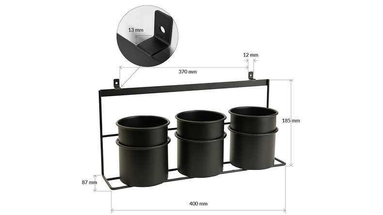 planeo storage - nero 3 pz. Tazza con supporto