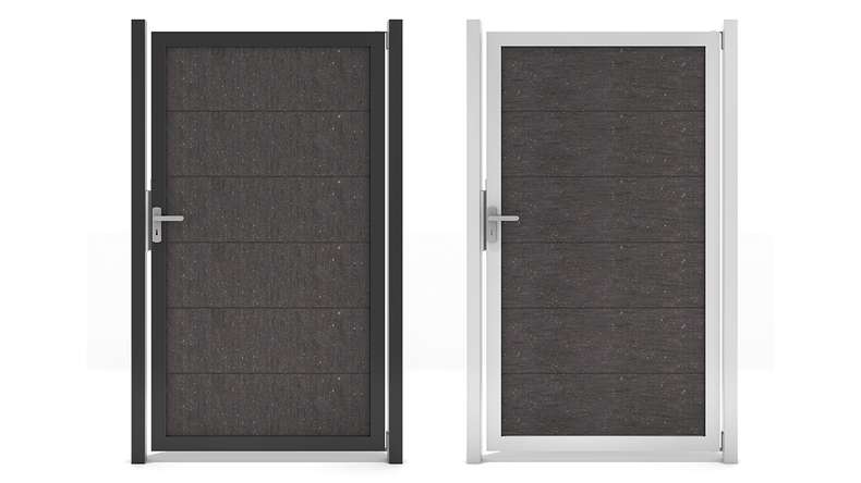 planeo Gardence Guard - Cancello universale BPC grigio antracite con telaio in alluminio 100 x 180 x 4 cm