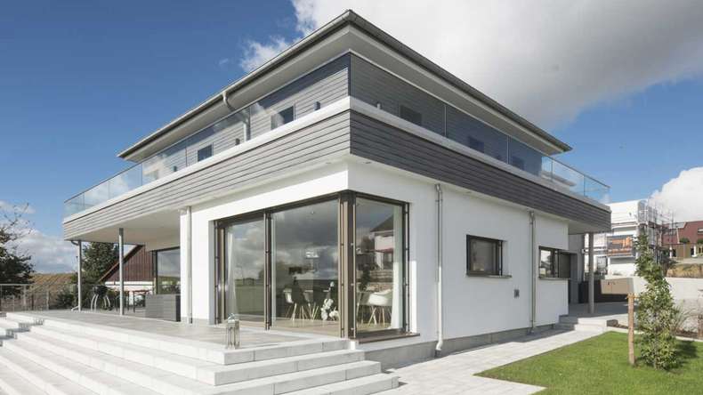 planeo Fassado - WPC rivestimento facciata a fasce romboidali grigio grafite piccolo 4 m