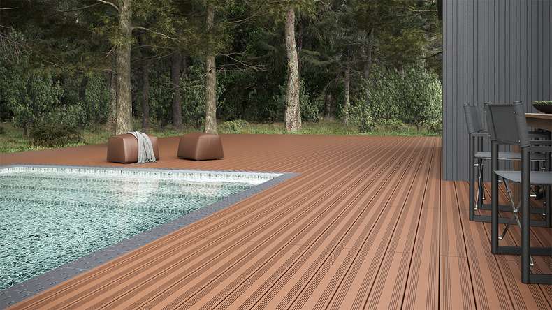 planeo SolidWood WPC tavola solido - Marrone chiaro 3m francese/strutturato
