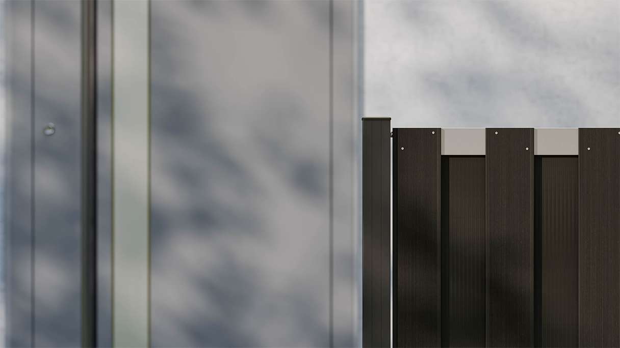 planeo Gardence Premade - BPC recinzione da giardino anteriore antracite con traversa EV1 argento 180 x 90 cm