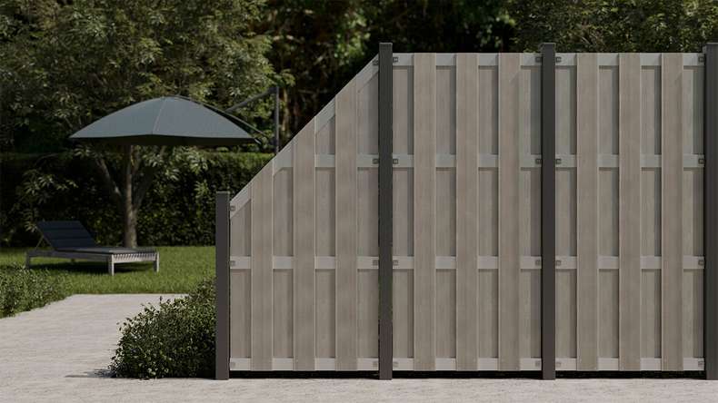 planeo Gardence Premade - Recinzione in BPC Verticale Bicolore Sabbia 84,3 x 180cm