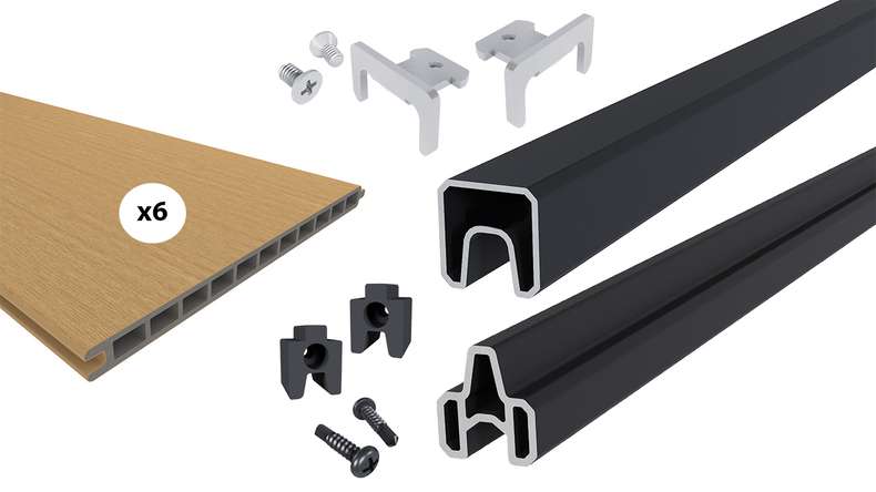 planeo INFINITY XL-Board - recinzione a innesto WPC CoEx sabbia 176 x 183