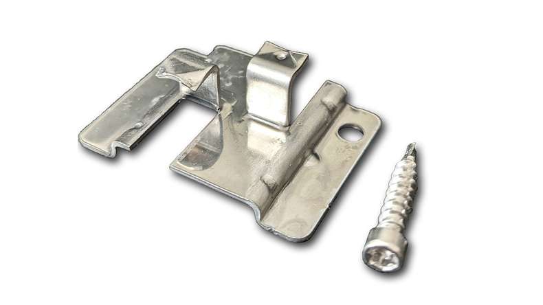 clip centrale per decking WPC planeo con giunto da 4 mm - 100 pz. incl. viti in acciaio inox